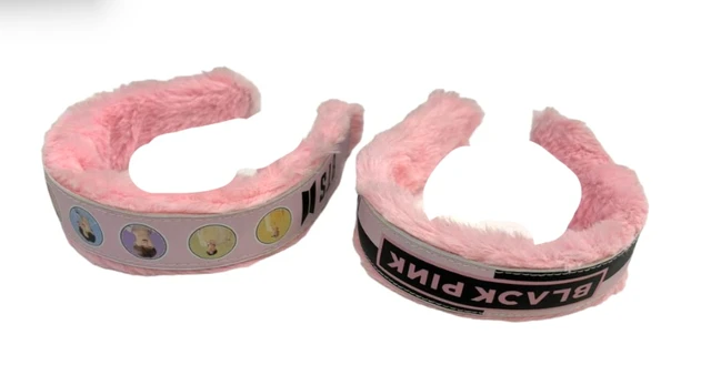 Pack of 2 BlackPink & BTS Hairbands for girls Fur hairbands 1 black pink and 1 bts theme