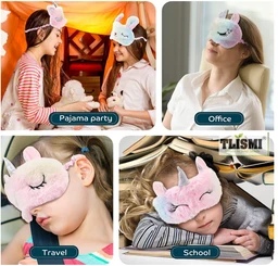 Girls Cute Unicorn Gel Sleeping Eye Shade Mask Soft Breathable Rainbow Cover Elastic Band with Cool Gel Pad Eye Mask Cover for Girls, Travel Nap Christmas Gift(Random colour)(Pack of1)