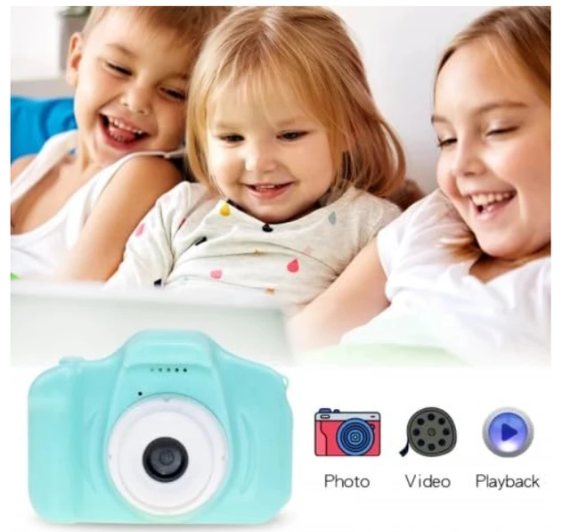 Digital Camera 12 MP 1080P HD Video Recorder, Portable Design, 2.0" Screen, Inbuilt Games, Perfect for Child's Video Recording and Webcam Use,(Blue)(SD Card Required-not icluded)