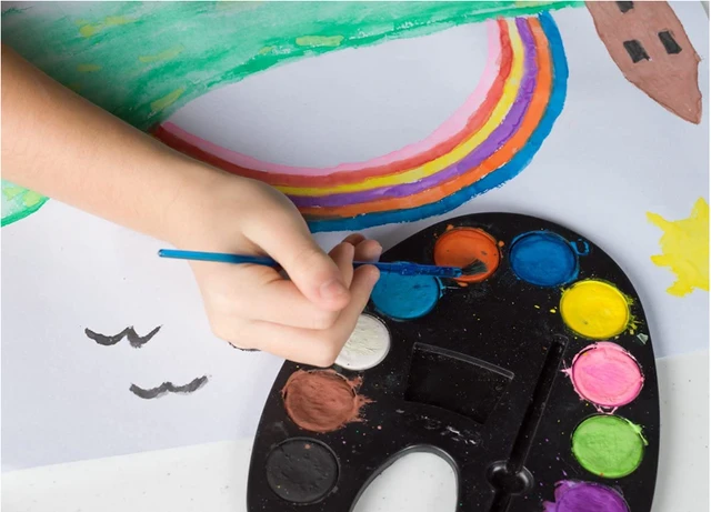 Kid's Non-Toxic Sketch Painting Watercolor Set with Paint Brush in Bulk (Multi)