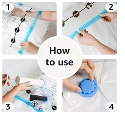 Vacuum Storage Bags – 5-Pack Large Space Saver Bags with Hand Pump – Reusable Vacuum Seal Bags for Clothes, Blankets, Duvets, Travel & Home Storage