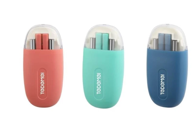 Cute Portable Cutlery/Utensil Set, Pocket Sized Stainless Steel Fork, Spoon, and Chopsticks, Food Grade Plastic Handle, with Storage Case, BPA Free, Ideal for Travel and Outdoor Pink