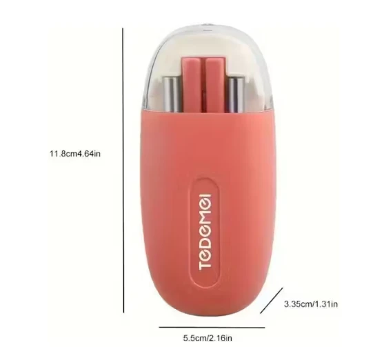 Cute Portable Cutlery/Utensil Set, Pocket Sized Stainless Steel Fork, Spoon, and Chopsticks, Food Grade Plastic Handle, with Storage Case, BPA Free, Ideal for Travel and Outdoor Pink
