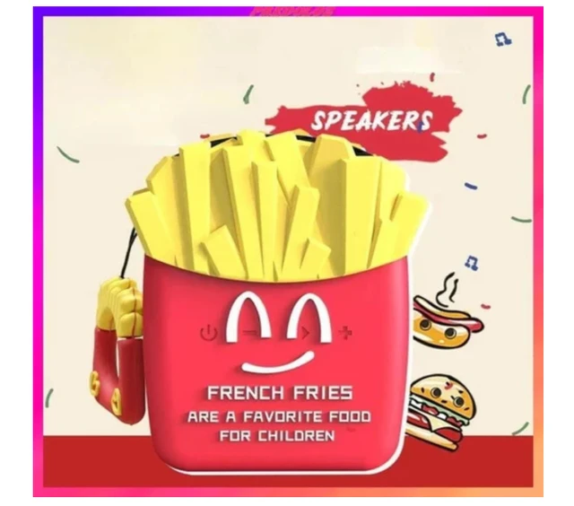 Mini French Fries Wireless Bluetooth Speaker | Portable Loudspeaker with USB Interface | Compact Design, Good Bass, 3W Output | Supports Bluetooth/TF Card/FM | High Power Amplifier | Box Packaging
