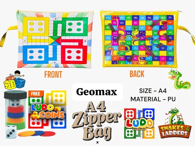 A4 size ludo pouch (with 🎲 and buttons)