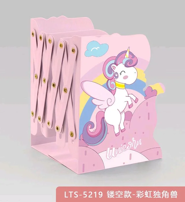Bookends Unicorn Book Stand Shelf Organiser (Unicorn Pink)