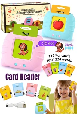Rechargeable Early Education 224 Talking Flash Card Learning Device Machine Toy with Sound for +3Years Kids|Boys|Girls (Color-Multi).