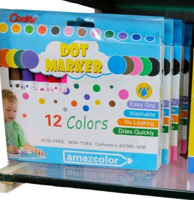 Dot Marker Pens for Kids and Preschoolers, 12 Colours, Kit with Free Activity Book