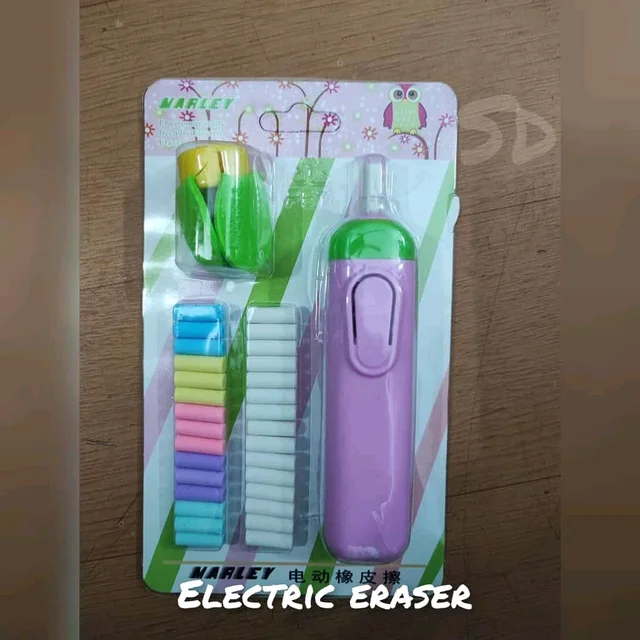 Electric Battery Operated Eraser Set with Refills, Multi-Color, Art Drawing and Sketching Tool