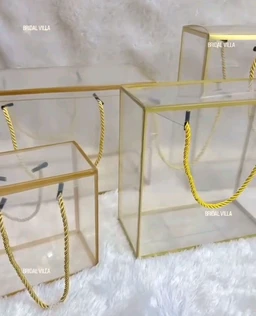Gift bag PVC transparent Golden, black, white border 6x6 inches