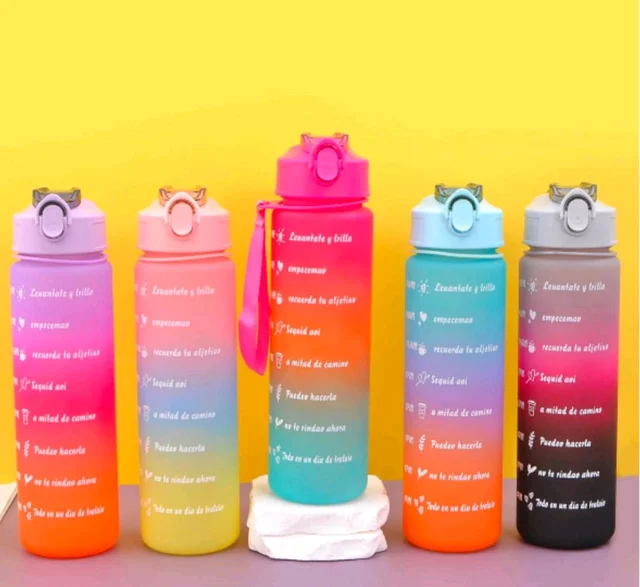 Motivational 0.7 Liter Quotes & Time Marker Dual Colour Sports Plastic Bottle BPA Free, Leak Proof Sipper Bottle for Gym, Office, Workout