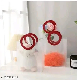 Premium Transparent/ translucent Gift Bags with Handle Medium (9*11 inches)
