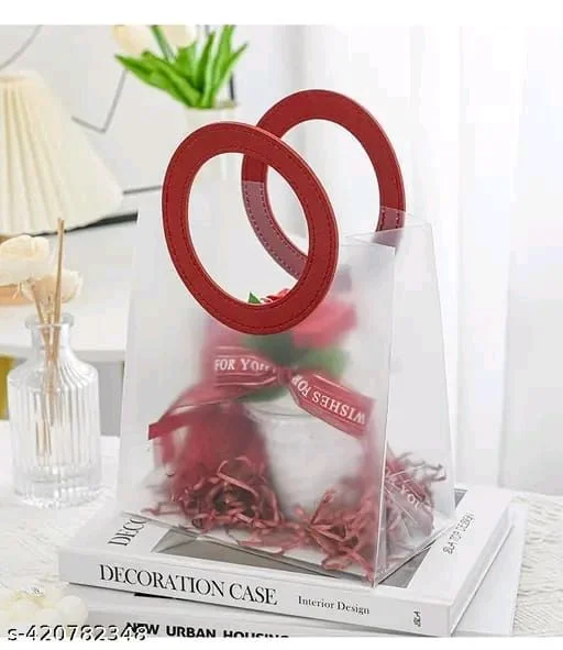 Premium Transparent/ translucent Gift Bags with Handle Small (8*9 inches)