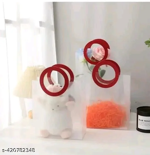 Premium Transparent/ translucent Gift Bags with Handle Small (8*9 inches)
