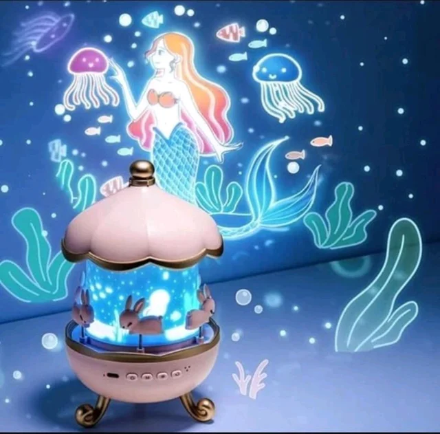 Rabbit Lamp With Music| Projector light lamp, Rabbit Sky Projector for Kids, USB Rechargeable Night Lamp (20 cm, Multicolor)