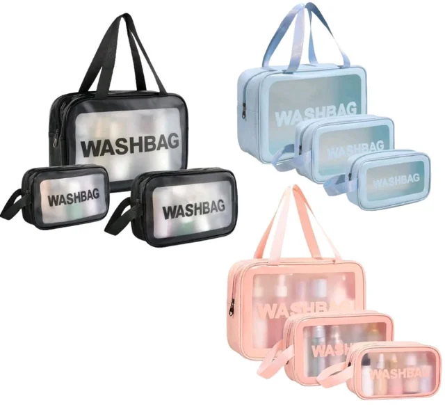 Makeup Bag Travel Toiletries Organizer Cosmetic Bags Wash Bag Pouch for Travel Kit Toiletry Bag Portable Organizer Case Carry Pouch for Women Bathroom Set of 3