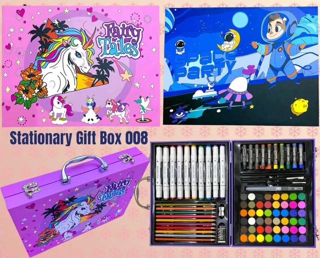 Cartoon Art Kit 84 Pcs with Twin Tip Color Markers, Colouring Pencils, Crayons and Water Color Paint Brush for Painting
