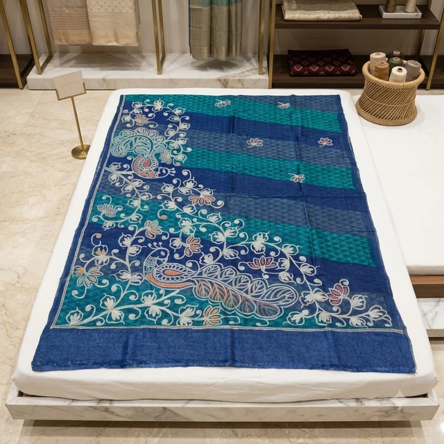 RESHAM KAYA Fusion Kantha | Tussar Silk | Pure Handloom Silk | RESHAM KAYA