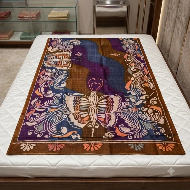 RESHAM KAYA Fusion Kantha | Tussar Silk | Pure Handloom Silk | RESHAM KAYA