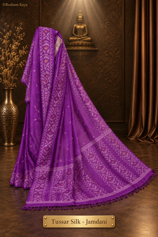 Tussar Jamdani Saree | Pure Handloom Silk | RESHAM KAYA