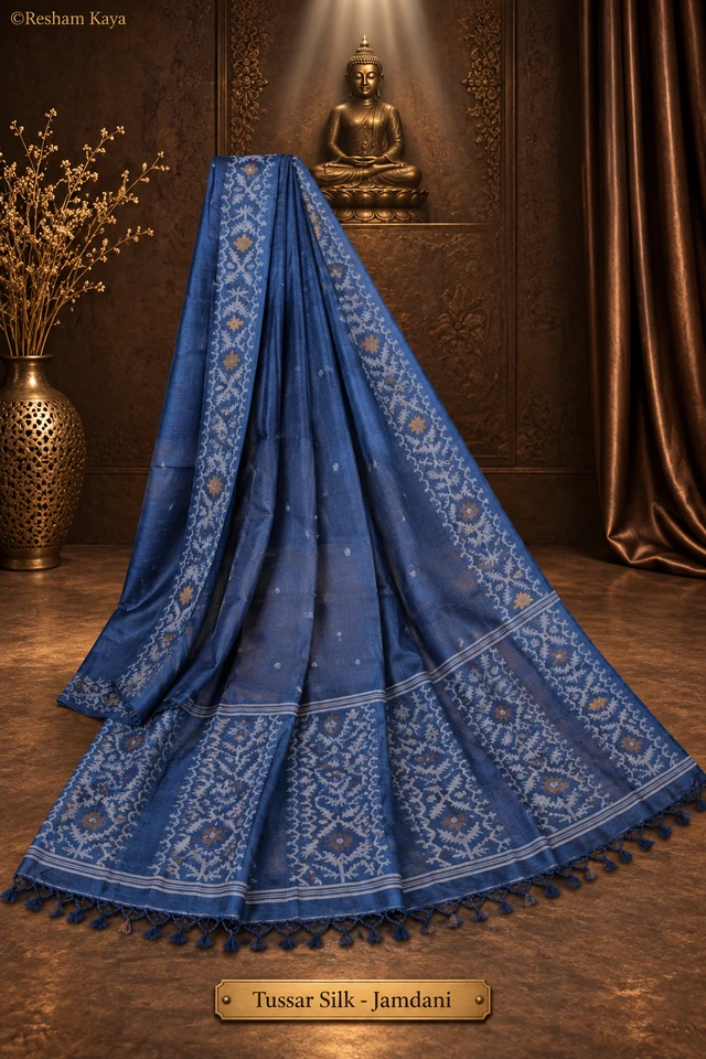 Tussar Jamdani Saree | Pure Handloom Silk | RESHAM KAYA