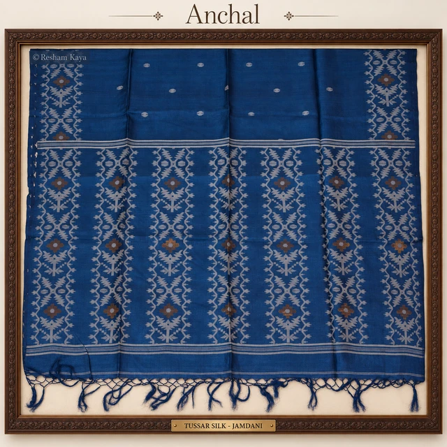 RESHAM KAYA Tussar Jamdani Saree | Pure Handloom Silk | RESHAM KAYA