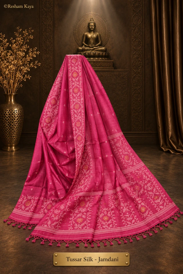 Tussar Jamdani Saree | Pure Handloom Silk | RESHAM KAYA 