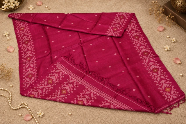 RESHAM KAYA Tussar Jamdani Saree | Pure Handloom Silk | RESHAM KAYA