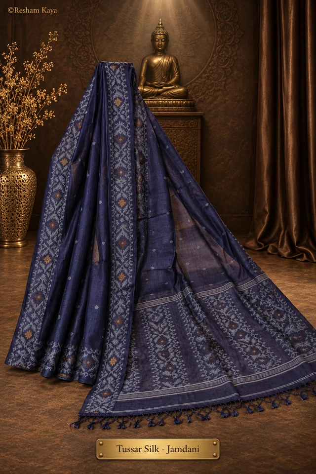 Tussar Jamdani Saree | Pure Handloom Silk | RESHAM KAYA