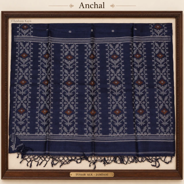 RESHAM KAYA Tussar Jamdani Saree | Pure Handloom Silk | RESHAM KAYA