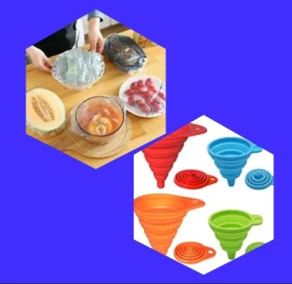Combo (Plastic Food Cover And Silicon Funnel Liquid Tranfer)