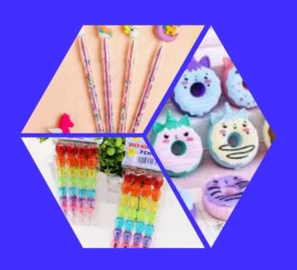 COMBO (Unicorn Pencil, Moti Pencil, Donut Shepe Eraser)