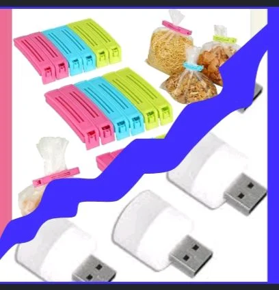 COMBO (FOOD PEKING CLIP WITH USB BULB) 2  2 Pcs 