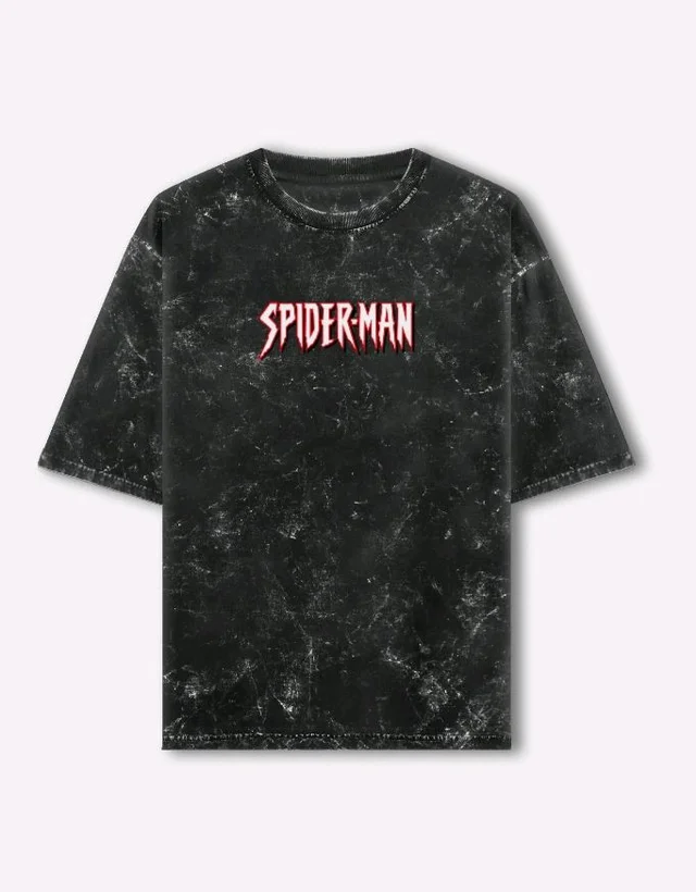 Spider-Man Acid Washed Oversized T-shirt - S