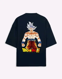 Goku Ultra Instinct Oversized Tee - M, Navy Blue