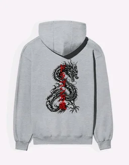 OG Dragon Reign Hoodie - L, Grey Melange