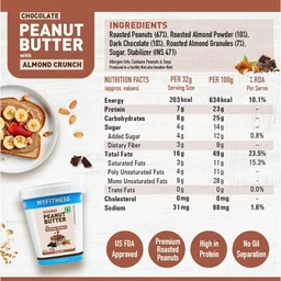 MYFITNESS Peanut Butter Chocolate Spread with Almond Crunch 510g