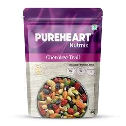 Pureheart Cherokee Premium Trail Mix | An Eclectic Mix of 8 Healthy Superfoods Nuts- Cashews, Almonds, Pistachio(80g)