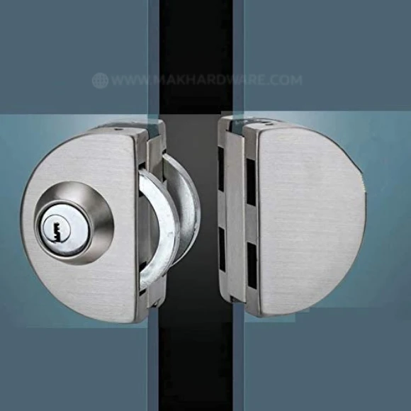 Stainless Steel Lock For Glass Door Thickness 10 mm to 12 mm Having 3 Ultra Keys Out side & Knob Inside With Screws Satin Finish Pack Of 1 Set (GLASS TO GLASS)