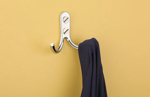 MAK HARDWARE J HOOK Stainless Steel Unbreakable J Type Two Hook Bathroom Hooks Cloth Hanger Wall Hook Door Robe Hooks for Hanging Keys, Clothes Per Piece... - SILVER