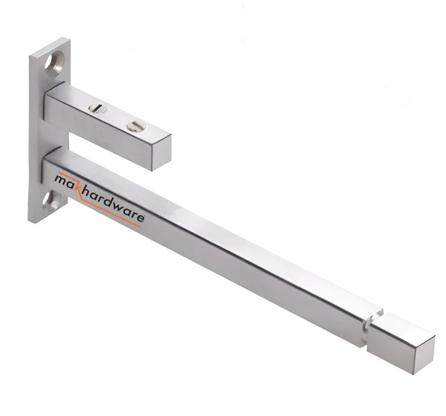 MAK HARDWARE Steel F Type Rectangle Glass Shelf F Bracket 10 Inches 12 MM Silver - 10 inch. Glass Size 12mm