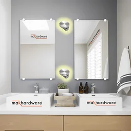 MAK HARDWARE BRASS Glass Half Round Mirror Holder Bracket / Mirror DHABI / Mirror Clips / Mirror Mounting Clips, Mirror Brackets Hardware, Wall Mirror Mounting Brackets, Mirror Glass Clips Clamps Holders Fixed Fitting - 6mm