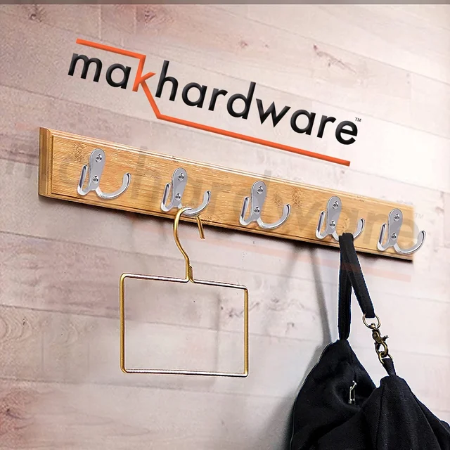 MAK HARDWARE J HOOK Stainless Steel Unbreakable J Type Two Hook Bathroom Hooks Cloth Hanger Wall Hook Door Robe Hooks for Hanging Keys, Clothes Per Piece... - SILVER