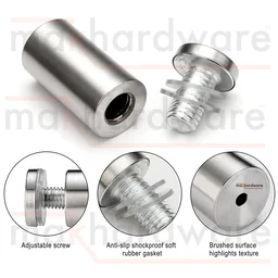 MAK HARDWARE STAINLESS STEEL (25mm Rod Thickness) SPACERS MOUNT STAND OFF BOLTS SCREWS S.S. STUDS FOR GLASS/ACRYLIC SHEETS DESIGNER SHEETS - - 25mm*37.5mm / 1inch.*1.5inch.