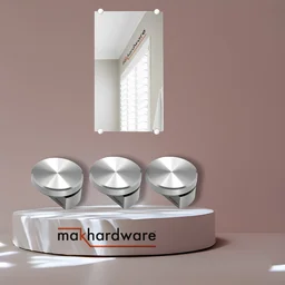 MAK HARDWARE BRASS Glass Half Round Mirror Holder Bracket / Mirror DHABI / Mirror Clips / Mirror Mounting Clips, Mirror Brackets Hardware, Wall Mirror Mounting Brackets, Mirror Glass Clips Clamps Holders Fixed Fitting - 4mm
