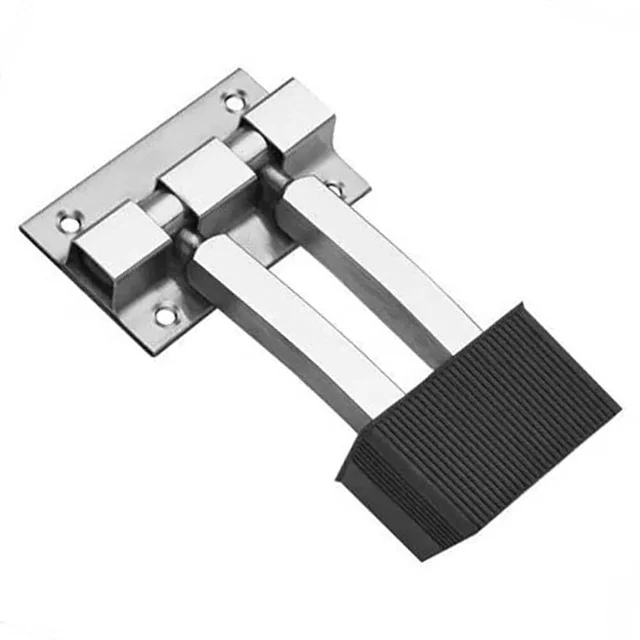 MAK HARDWARE® Stainless Steel 4 Inch Heavy Duty Square Door Stopper – Wall & Floor Mount | Rust-Free | Ideal for Home & Office - SILVER