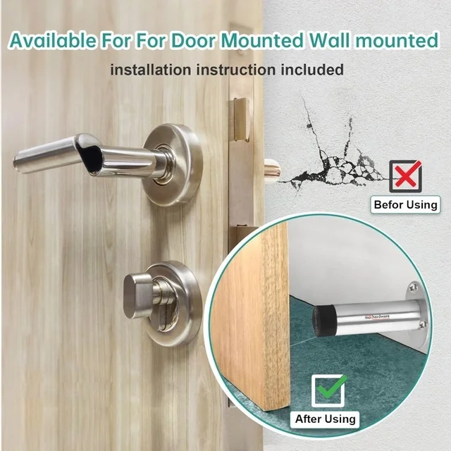 MAK HARDWARE Stainless Steel Door Stopper Back Door Silencer Stop & Door Stop Bumper with Rubber Pad - 2inch