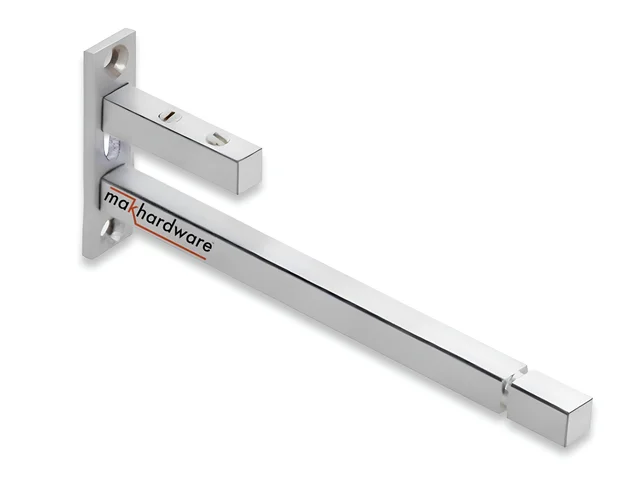 MAK HARDWARE Stainless Steel Glass Shelf Bracket F Type Square F BRACKET Shelf Bracket 4'' (Adjustable) - 4 inch. ADJUSTABLE