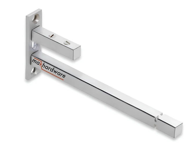 MAK HARDWARE Stainless Steel Glass Shelf Bracket F Type Square F BRACKET Shelf Bracket 6'' (Adjustable) - 6 inch. Adjustable