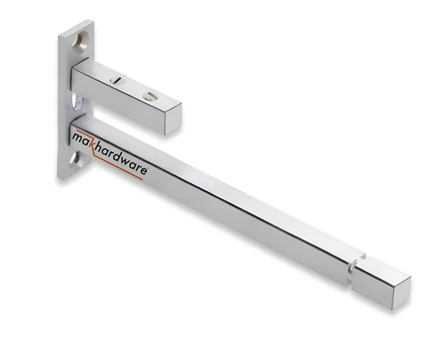 MAK HARDWARE Stainless Steel Glass Shelf Bracket F Type Square F BRACKET Shelf Bracket 8'' (Adjustable) - 8 inch ADJUSTABLE